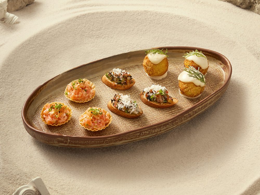 Assorted canapés on a platter